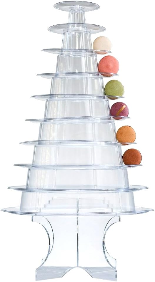 Sweet Stands Plastic Macaron Tower Display 10 Tier 1pc, Clear