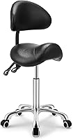 Vista 9 de Kaleurrier Taburete giratorio de altura ajustable con ruedas, taburete resistente, silla ergonómica para laboratorio, clínica, dentista, salón, Negro