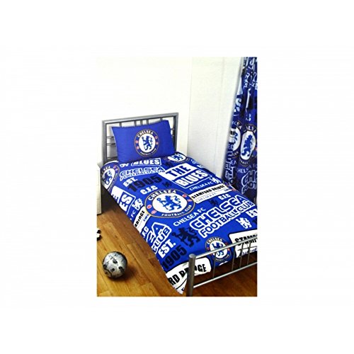 Chelsea FC Official Football Patch Single Duvet And Pillow Case Set (One Size) (Blue/White)
