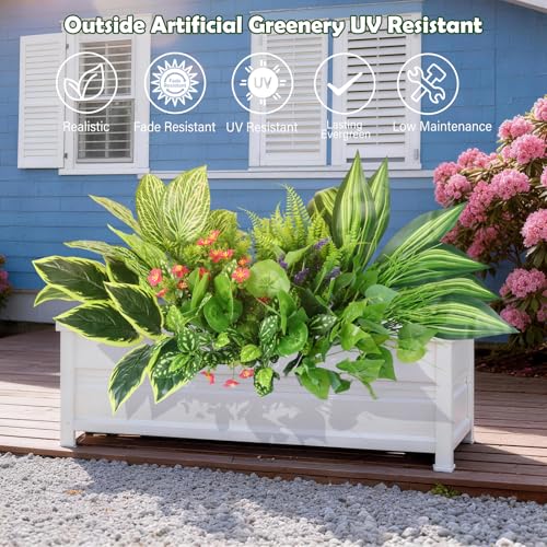 Artificial Outdoor Plants 14 Bundles – UV Resistant Faux Greenery with Flowers, Realistic Fake Bushes & Shrubs for Planters, Window Boxes, Porch, Patio, Garden & Indoor Outdoor Dec image 7