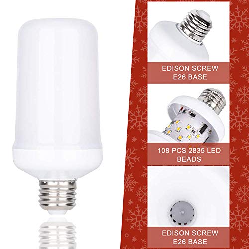 LEDERA LED Flame Light Bulbs, Realistic Flickering Flame Light Bulbs with Upside Down Effect, E26 Base Flame Effect Light Bulbs for Halloween Decorations/Hotel/Bar Party Decoration (2 Pack)