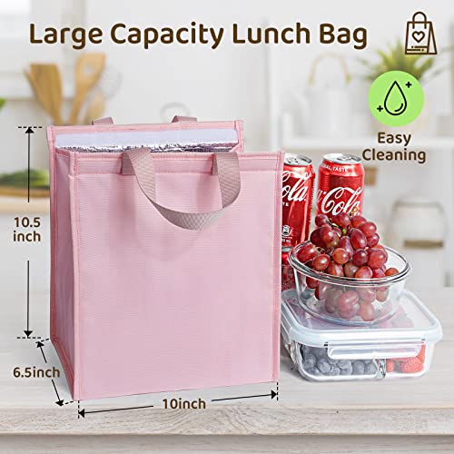 Deegotech Lunch Bag For Women, 2Pack Large Insulated Lunch Box, Gifts Ideas For Women Wife, Cute Lunch Tote Cooler Bags For Work Office Camping Pinic [Pink+Pink] #TOP1