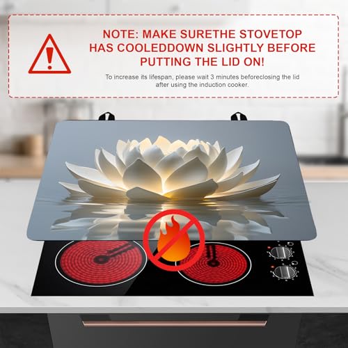 Image of Stove Top Cover Retro Flower Gas Stove Top Cover for Home Decoration Kitchen Pad Non-Stick Washable Cooktop Covers Countertop Protector Keep Stove Clean 28 inchx20 inch (lotus)