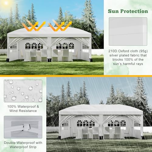 10' x 20' Party Tent Heavy Duty Canopy Carport, Waterproof Outdoor Wedding Gazebo Canopy with Removable Side Walls & 6 Sandbags | Ideal for Weddings, Parties, Backyard Events by Garvee - Image 3