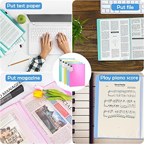 Smarpau A4 Display Folders, 5 Pack 30 Pockets Display Book Document Clear Folders with Plastic Sleeves, Presentation Folder Project Folders for Individuals, School and Offices (5 Colours)