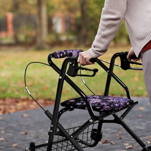 Image of Soft Rollator Walker Seat and Backrest Covers Flowers and Butterflies Rollator Accessories Adjustable Walkers Seat Covers for Ladies