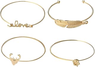 Conjunto de 4 peças de braceletes, braceletes, braceletes, braceletes, braceletes, braceletes, joias para meninas, mulheres, mães