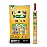 Tillamook Country Smoker 100% Grass Fed Beef Sticks, Zero Sugar, Jalapeno, 1.15 Ounce (Pack of 8) Whole 30, Non GMO Clean Meat Snacks, Low Carb, High Protein, Gluten Free, Individually Wrapped