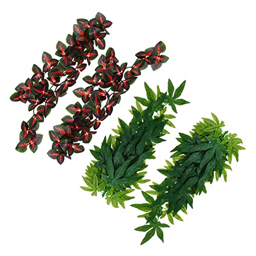ifundom 1set Reptile Plants with Suction Cups Artificial Hanging Vines for Terrarium Decor for Tanks and Habitats Adds Natural Touch to Reptile Environments 4pcs