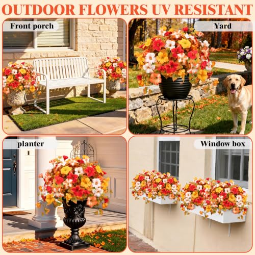 Artificial Fall Flowers UV Resistant Outdoor Porch Window Box Decor 2pcs - image 7