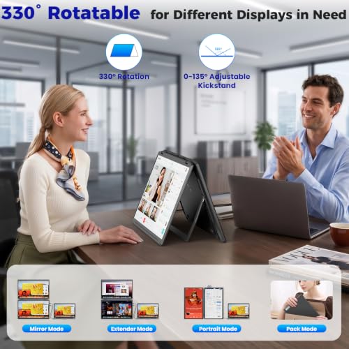 Image of KEFEYA Portable Monitor 15.6 inch, FHD Stacked Foldable Triple Laptop Screen Extender, Blue Filter IPS HDR Monitor, 330 Screen Adjustment, USB-C /HDMI Plug-Play Second Monitor for Mac Windows Work Travel