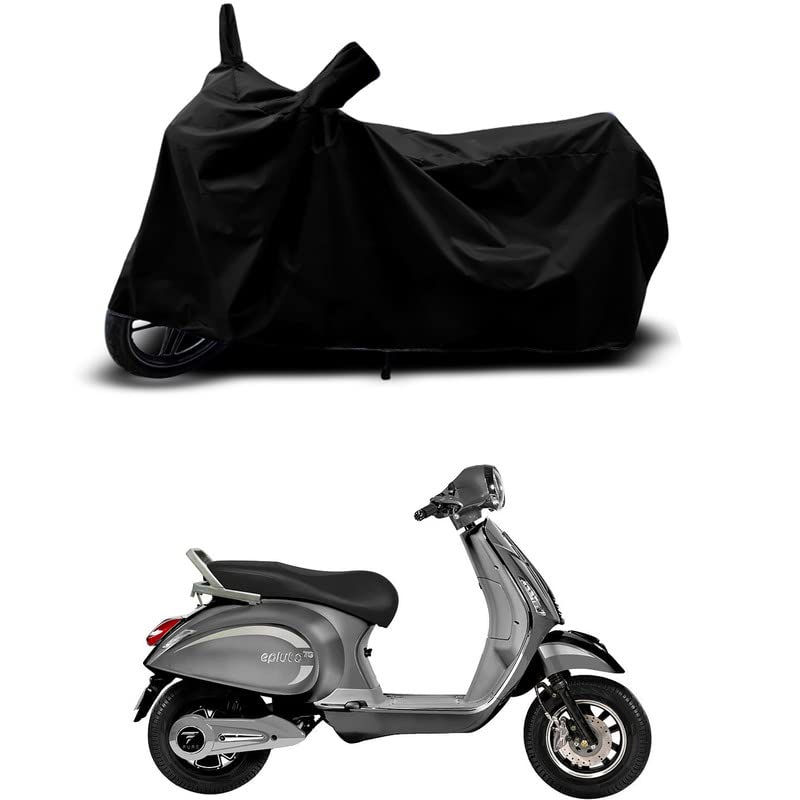 Image of 100% Scratchproof /UV-Rays /Heat Protection /Birds Dropping /Water Resistant /Dust Proof /Waterproof /Full Bike Scooty Two Wheeler Body Cover Compatible for Pure EV Epluto STD All Varients[Black]
