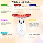 Face Neck Massager with 7-Color Light Modes for Skin Care,Tightening,Smoothness - Red LED Light Therapy Device Triple-Action Beauty Tool - Image 4