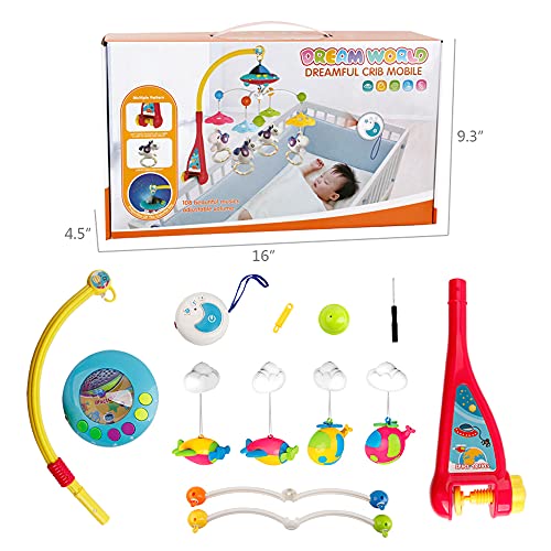 Bobxin Baby Mobile For Crib, Crib Mobile With Projector And 108 Melodies Music, Crib Toys With Remote Control And Hanging Rattles Rotating,Gift For Newborn And Baby Boy Girl Sleep #TOP6