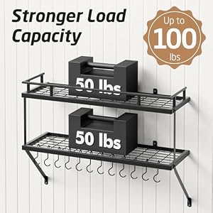 KES 30-Inch Kitchen Pot Rack - Mounted Hanging Rack for Kitchen Storage and Organization- Matte Black 2-Tier Wall Shelf for Pots and Pans with 12 Hooks - KUR215S75B-BK KES 30 Inch Kitchen Pot Rack Mounted Hanging Rack for Kitchen Storage and Organization Matte Black 2 Tier Wall Shelf for Pots and Pans with 12 Hooks KUR215S75B BK