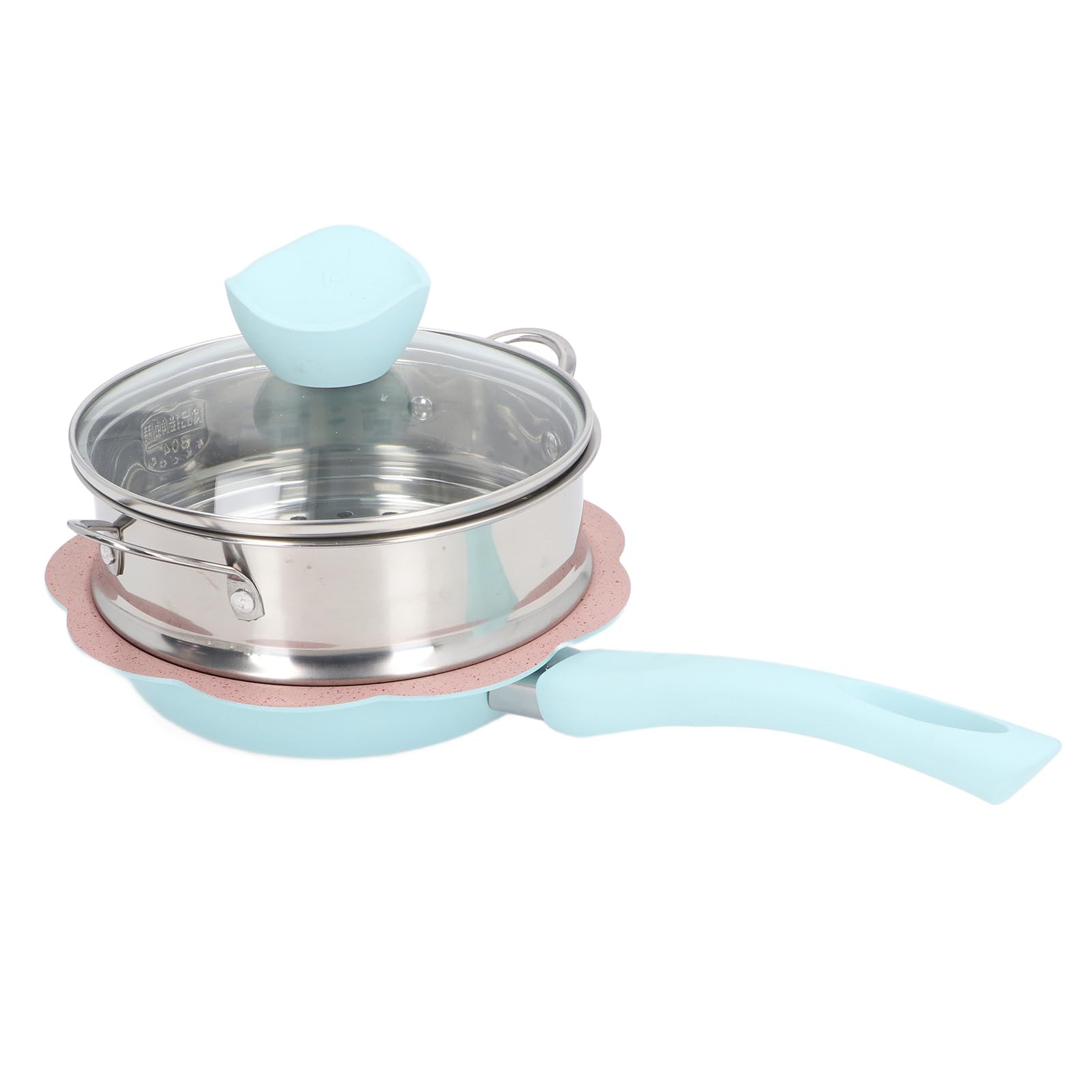 Hztyyier Piccola Casseruola Antiaderente con Cestello per Cottura a Vapore per Alimenti per Bambini, Distribuzione Uniforme del Calore - Lega di Alluminio [1 Set X Casseruola] (Stile 2)