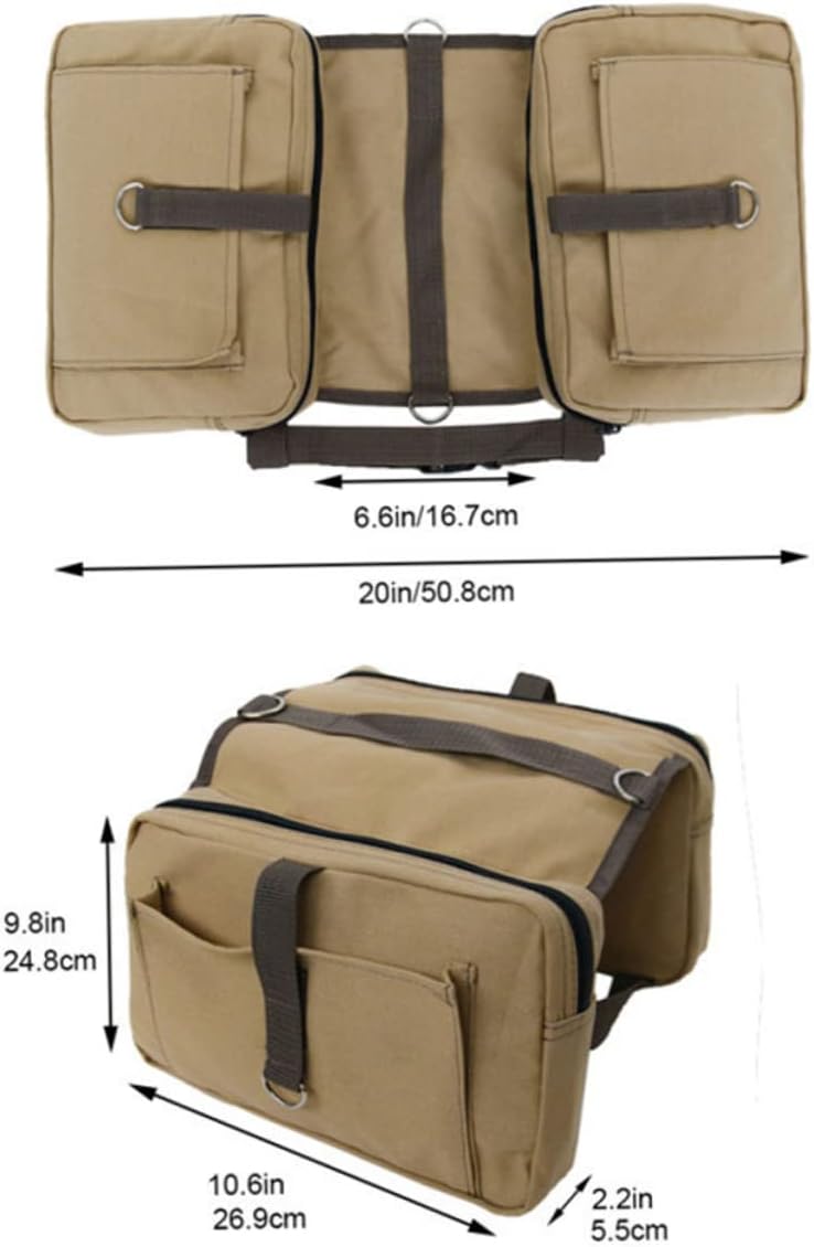 WOONEKY Pet Dog Camping Backpack Portable Adjustable Outdoor Pack for Travel and Hiking Durable Canvas with Side Pockets for Snacks and Supplies Khaki