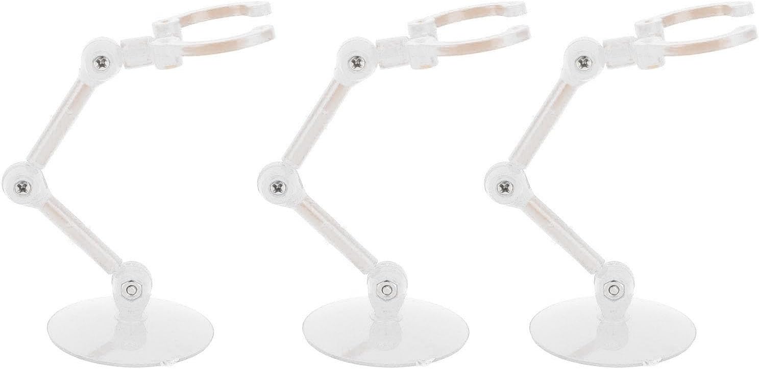 Semme 10pcs Action Figure Stand Kits for Doll Display Holder Easy Assembly Plastic Supports for Collectors and Home Decoration (Transparent)