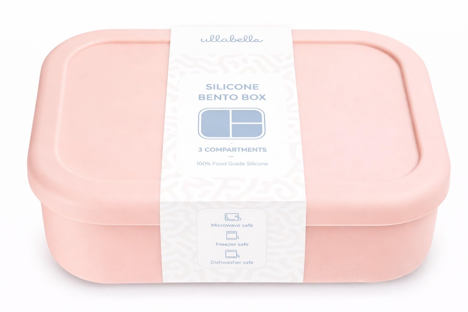 Ullabelle Silicone Bento Box |Portable, Leak Resistant, Food-Grade (Bento 3 Peach), Standard