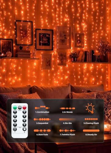 Image of Brightown 300 LED Fairy Curtain Lights, 9.8ft x 9.8ft Curtain String Lights