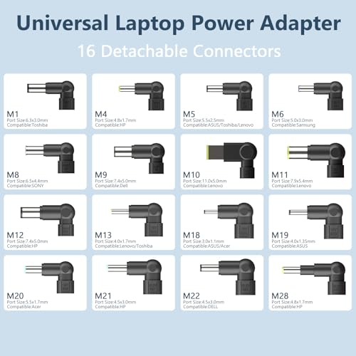 LTBSTOYE 90W Universal Laptop Charger Compatible with HP Lenovo Dell Acer Asus Toshiba Geteway Samsung IBM Fujitsu Notebook Ultrabook Chromebook Computer Charger AC Adapter Power Cord with 16 Tips - Image 2