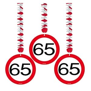 Folat – 65e Verjaardag Verkeersbord Hangers – 3 stuks