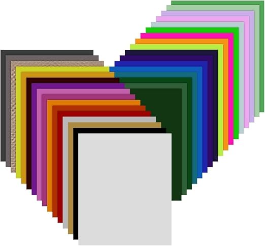 HTV Heat Transfer Vinyl Bundle - 43 Pack 12" x 10" PU Iron on Vinyl for T-Shirt, 32 Assorted Colors HTV Vinyl for Heat Press Machine - Easy to Cut, Weed & Transfer HTV Vinyl