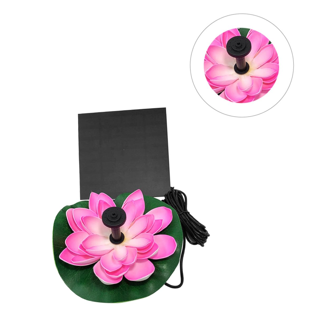 GALPADA Pompa Solare per Laghetto a Forma di Loto, Pompa Automatica in Plastica, Flusso 180l/h, per Decorazione Giardino e Circolazione Acqua Ossigenata