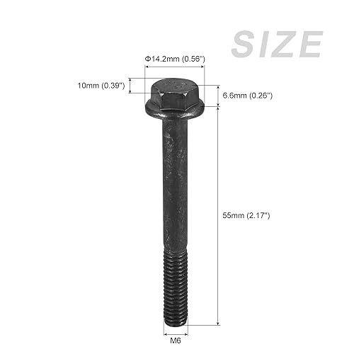 Miniatura 2 de METALLIXITY Pernos de cabeza hexagonal con brida M6 x 2165in 5 piezas perno de brida hexagonal tornillo de media rosca para tornillos de