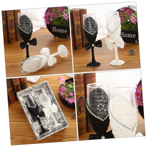 Flûtes à vin noires et blanches verres de mariage célébrations - 6