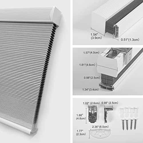 Boolegon Cordless Cellular Shades Blackout Aluminum Waterproof Honeycomb Shades For Windows Pull Down Honeycomb Blinds Custom Size For Bedroom Office Living Room Light Gray #TOP6