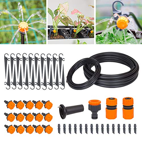 Garden Adjustable Plant Watering Drip Irrigation Kits with 1/4Blank Distribution Tubing Hose ? 1/2 PE Hose and All Accessories.Watering System Set for Garden Greenhouse, Flower Bed,Patio,Lawn