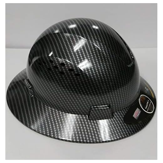 TRUECREST Hydro Dipped Black Full Brim Hard Hat with Fas-trac Suspension