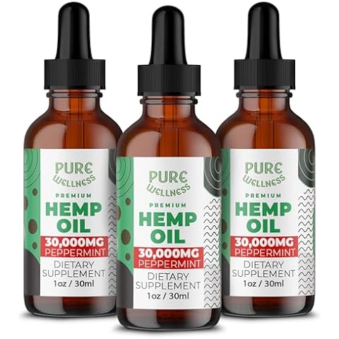 Organic Hemp Seed Oil (3 Oz), Peppermint Flavor, High Potency 30,000 mg - Natural Pain Relief, Helps Sleep, Relaxation & Mood, Transparent Hemp Oil Dosage, Non-Habit Forming - Non-GMO, Vegan Cover
