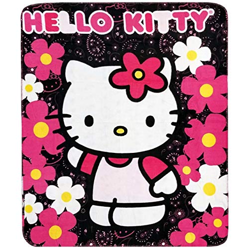 Blanket - Hello Kitty - Black Sunflwers New 50x60 Fleece Throw 70331 by Hello Kitty