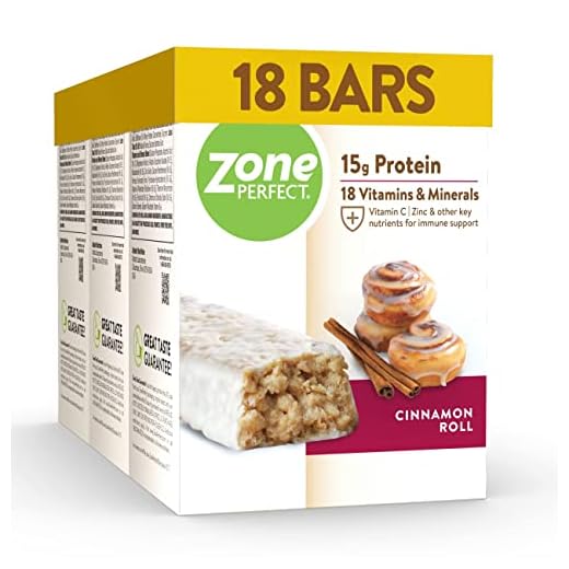 ZonePerfect Protein Bars | 15g Protein | 18 Vitamins & Minerals | Nutritious Snack Bar | Cinnamon Roll | 18 Bars