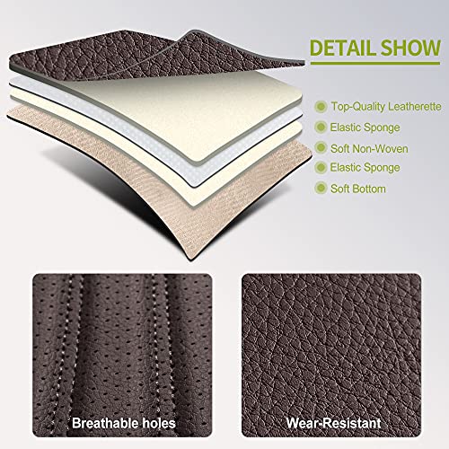 Image of AOOG Leather Car Seat Covers, Leatherette Automotive Seat Covers for Cars SUV Pick-up Truck, Non-Slip Vehicle Car Seat Covers Universal Fit Set for Auto Interior Accessories, Front Pair, Brown