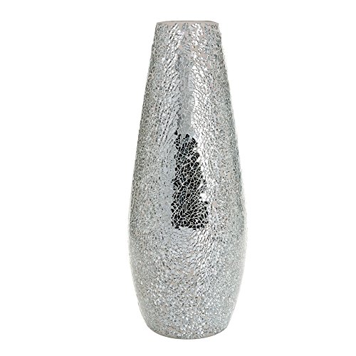London Boutique Jarrón Grande Alto para Flores de 18 Pulgadas 40 cm Hecho a Mano Decorativo Mosaico Purpurina jarrón Cristal Brillante Regalo Regalo (Forma de Bala Negro Rosa)