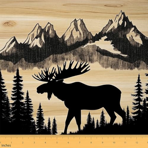 Tissu au mètre chasse au cerf Oregon rustique 184x150cm pour couture de maison