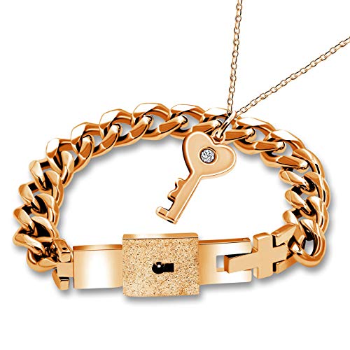 Collier clé en acier titane et son bracelet assorti : l'élégance durable pour couple