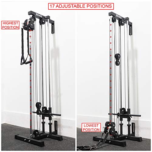 Valor Fitness BD-62 Wall Mount Cable Station with Adjustable Dual Pulley System and Strap Handles for Functional Home Gym
