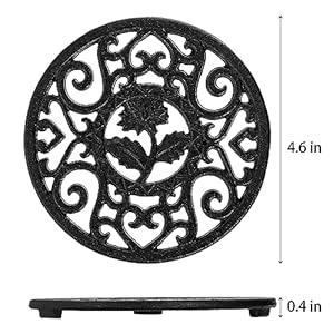 Coloch 2 Pack Cast Iron Trivet with Pegs, 4.6 Inch Round Metal Trivet with Vintage Patterns Rustproof Hot Pot Holder Pads for Serving Hot Dishes, Pans, Pots, Tea Pots, for Kitchen Counter Top, Black Coloch 2 Pack Cast Iron Trivet with Pegs 46 Inch Round Metal Trivet with Vintage Patterns Rustproof Hot Pot Holder Pads for Serving Hot Dishes Pans Pots Tea Pots for Kitchen Counter Top Black
