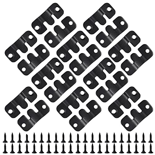 HOUYITOU 20PCS 1.69 x 0.75 inch Black Flush Mount Bracket Stainless Steel Interlock Hanging Buckle Z...