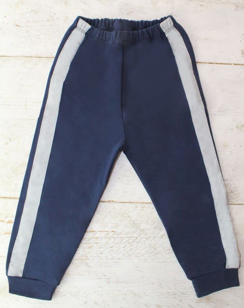 Pigiama in due pezzi per bambini, con maglietta a maniche lunghe e pantaloni lunghi, in cotone, prodotto da commercio equo e solidale, colore blu