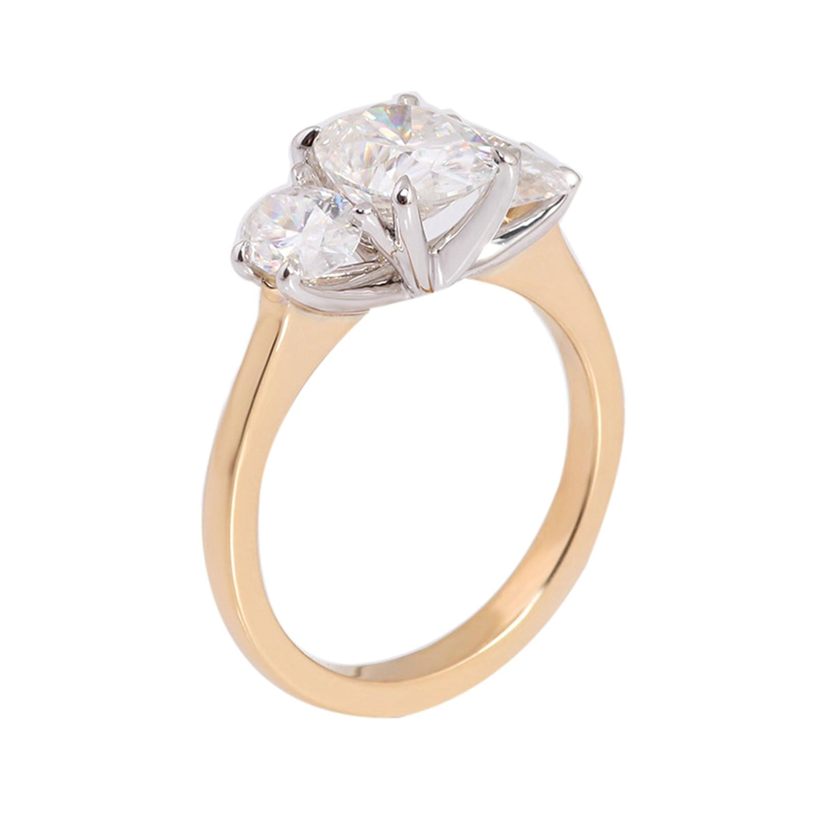 Anillo de compromiso de oro amarillo de 18 quilates, 2 quilates, corte ovalado, blanco, moissanita, sencillo anillo de compromiso