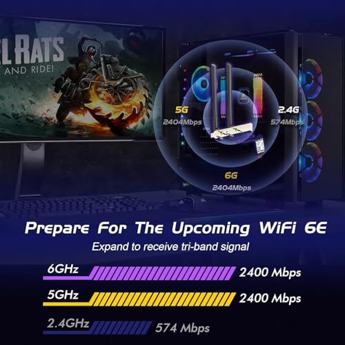 Image of AX 210 NGW Wireless Adapter Card for Desktop,Laptop | Bluetooth 5.3 Tri Band 5400Mbps Supports Windows 10 /11 (64bit) M.2 / NGFF