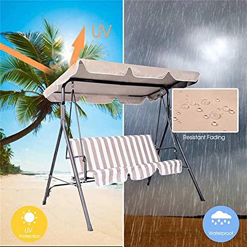 Outdoor Swing Canopy Replacement Cover & Swing Cushion Cover 3 Seater, Waterproof Garden Seater Sun Shade Porch Hammock Patio Swing Cover,Blue,190X132X15Cm/75X52X6'' #TOP4