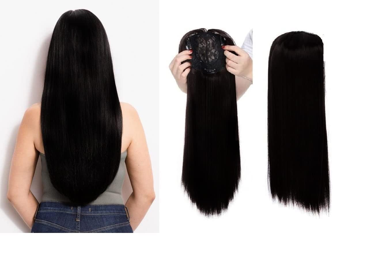 Verbier 3 Clips Front Scalp Cover Hair Closure/Topper Extension for Women And Girls For Daily Use Black Pack of 1