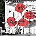 Ambesonne Poppy Flower Shower Curtain, Composition of Blossomings with Grunge Brush Background, Cloth Fabric Bathroom Decor Set with Hooks, 69