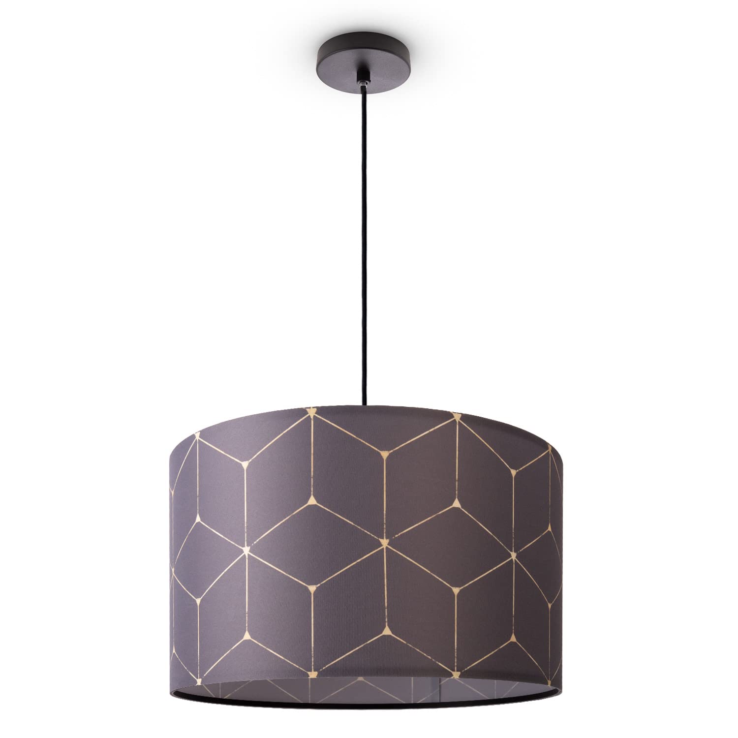 Paco Home Pendelleuchte Lampenschirm Stoff E27 Hängeleuchte Schlafzimmer Rund Vintage Retro Zylinder Textil 1,5m Textilkabel
